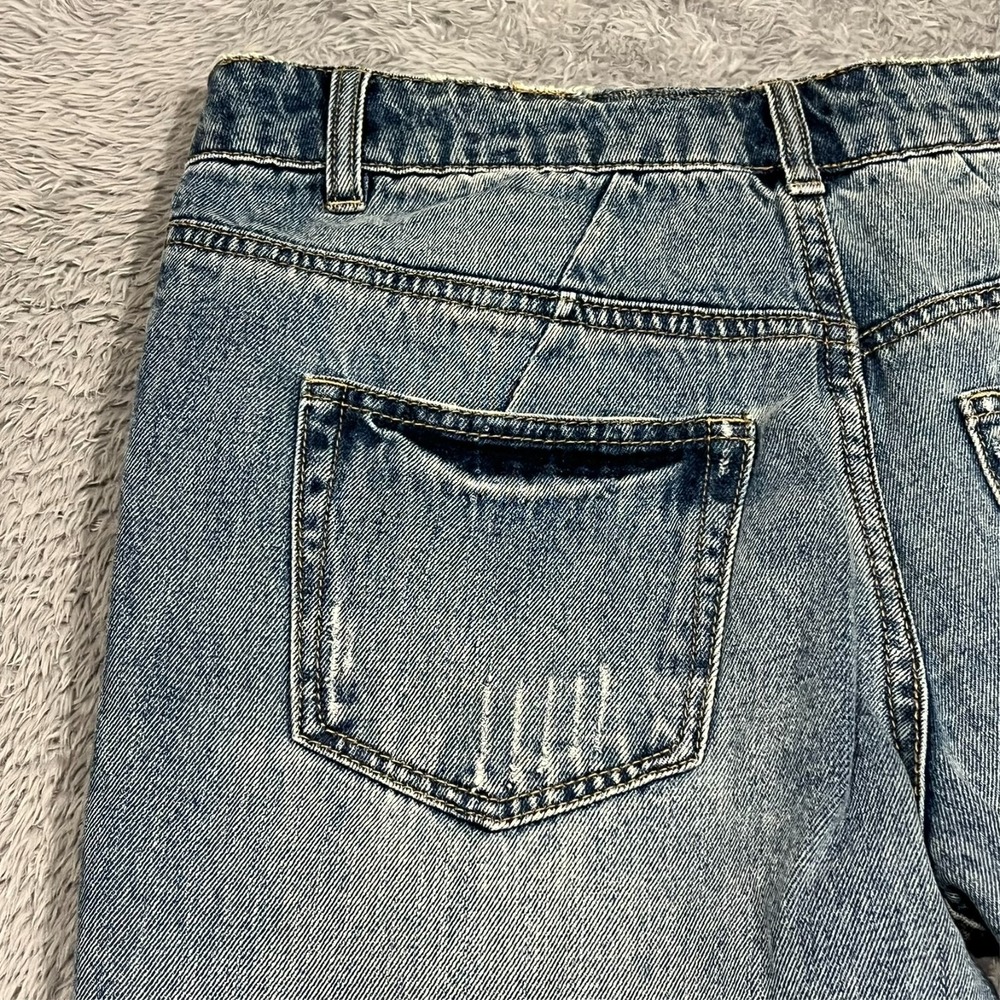 AFRM Jeans‎ Destroyed Distressed 5-Pocket Blue Denim Button Fly Women's 25 30x28 - Picture 13 of 15